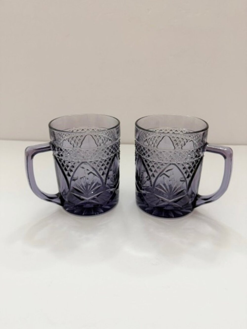 Cristal D'arques-Durand Antique Amethyst Purple Glass Mugs Set of 2
